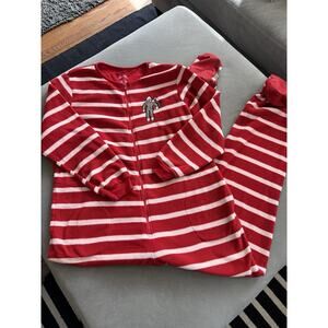 Nick & Nora Sock Monkey One Piece Pajamas Sleepwear Footed Adult L Fleece Zip